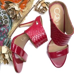 Calvin Klein Women's Red Heeled Sandals Sz 7.5